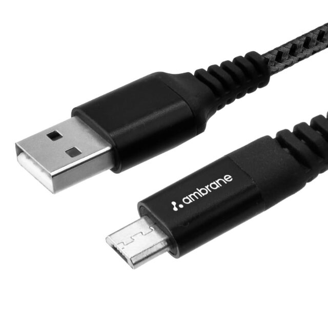 Ambrane Micro USB Cable 3A Fast Charging 1M Braided Cable for Smartphones, Tablets, Laptops & other Micro USB devices, 480Mbps Data Sync, Quick Charge 3.0 (RCM 10, Black) - Image 5