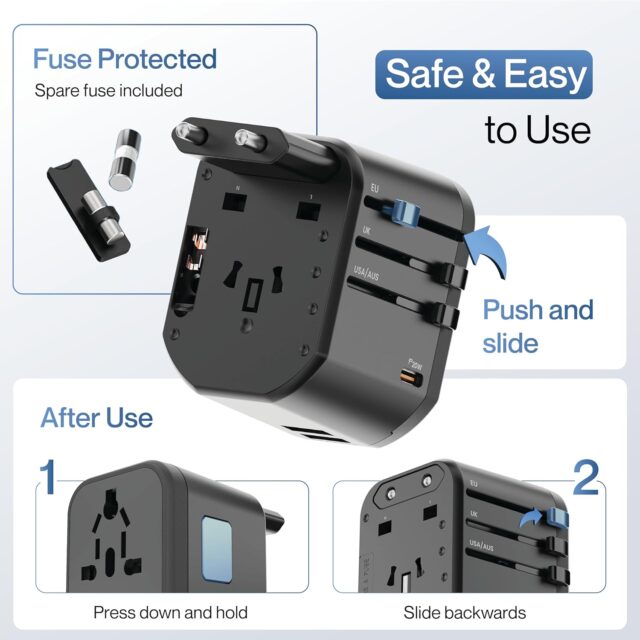 Ambrane Universal Travel Adapter, 4 in 1 Fast Charging - Image 2